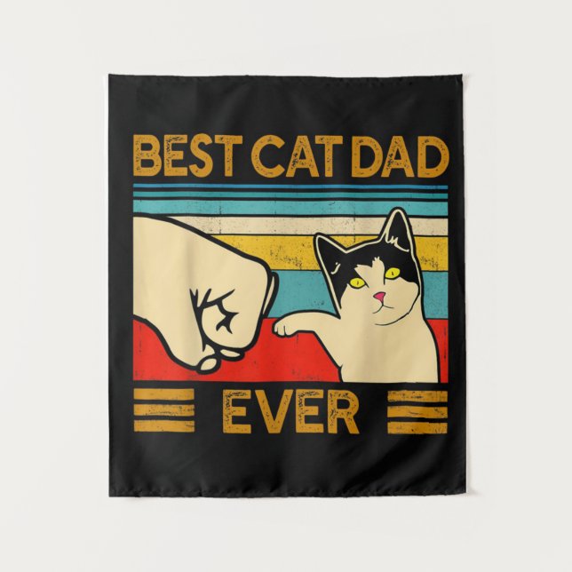 Best Cat Dad Ever | Funny gift for Dad Tapestry (Front)