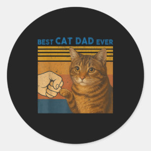 Best Cat Dad Ever Funny Gifts Men Cat Lovers Fathe Classic Round Sticker