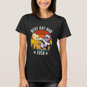 Best Cat Dad Ever Funny Paw Fist Bump Papa USA Fla T-Shirt