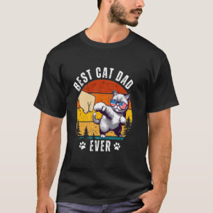 Best Cat Dad Ever Funny Paw Fist Bump Papa USA Fla T-Shirt