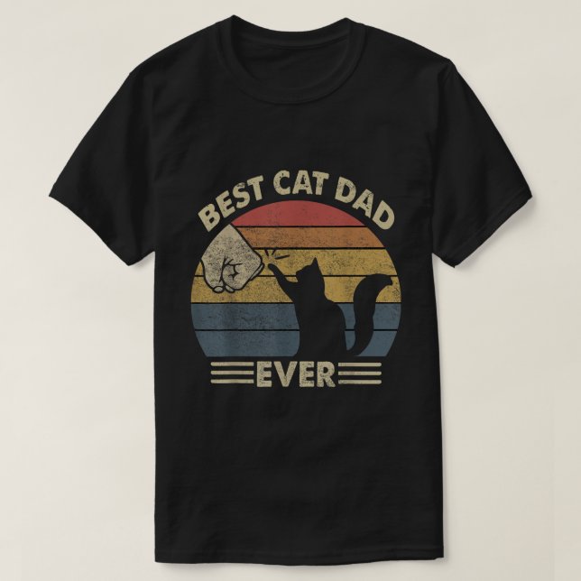 Best Cat Dad Ever Funny Retro Fist Bump T-Shirt (Design Front)