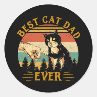 Best Cat Dad Ever Funny Tuxedo Cat Daddy Father Classic Round Sticker