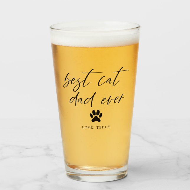 Best Cat Dad Ever Glass (Front Filled)