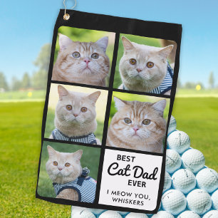 Best CAT DAD Ever - Golfer - Personalised 5 Photo Golf Towel