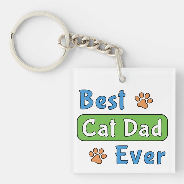 Best Cat Dad Ever Key Ring (Front)