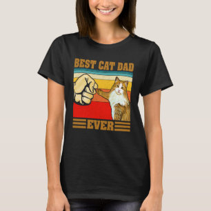 Best Cat Dad Ever  Kitten Cat Fist Bump Retro Vint T-Shirt