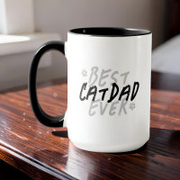 Best Cat Dad Ever Modern Black and Grey Grunge