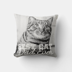 Best Cat Dad Ever Modern Custom Pet Photo Cushion