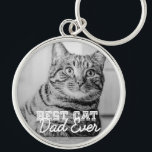 Best Cat Dad Ever Modern Custom Pet Photo Key Ring<br><div class="desc">This simple and classic design is composed of serif typography and add a custom photo</div>