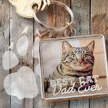 Best Cat Dad Ever Modern Custom Pet Photo Key Ring<br><div class="desc">This simple and classic design is composed of serif typography and add a custom photo</div>