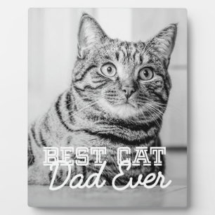 Best Cat Dad Ever Modern Custom Pet Photo Plaque