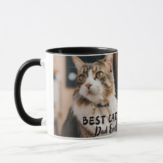 Best Cat Dad Ever Modern Custom Photo and Cat Name Mug