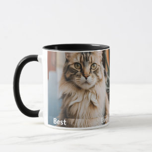 Best Cat Dad Ever Modern Custom Photo and Cat Name Mug