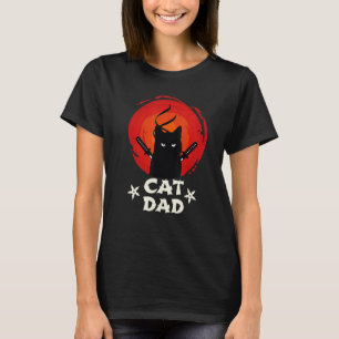 Best Cat Dad Ever Ninja Cat Dad Father Day Retro J T-Shirt