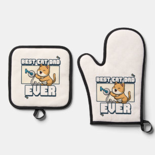 Best Cat Dad Ever Oven Mitt & Pot Holder Set
