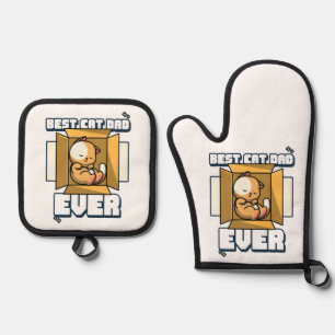 Best Cat Dad Ever Oven Mitt & Pot Holder Set