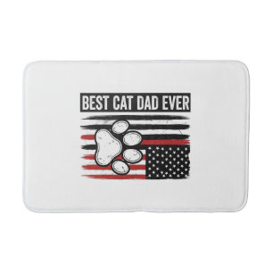 Best Cat Dad Ever Patriotic Paw Flag Design_1 Bath Mat