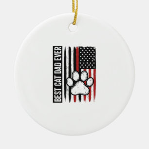 Best Cat Dad Ever Patriotic Paw Flag Design_1 Ceramic Tree Decoration