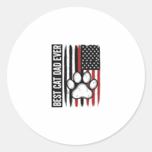 Best Cat Dad Ever Patriotic Paw Flag Design_1 Classic Round Sticker