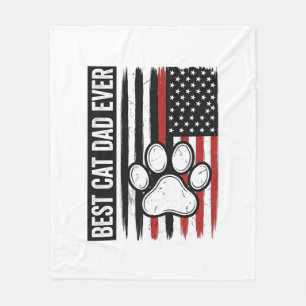 Best Cat Dad Ever Patriotic Paw Flag Design_1 Fleece Blanket