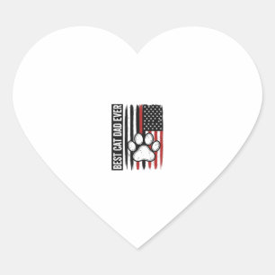 Best Cat Dad Ever Patriotic Paw Flag Design_1 Heart Sticker