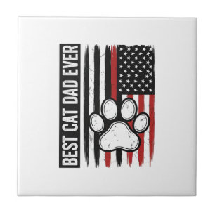 Best Cat Dad Ever Patriotic Paw Flag Design_1 Tile