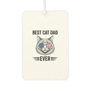 Best Cat Dad Ever Patriotic Vintage Cat Design_1 Car Air Freshener