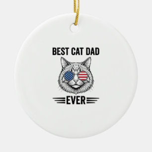 Best Cat Dad Ever Patriotic Vintage Cat Design_1 Ceramic Tree Decoration