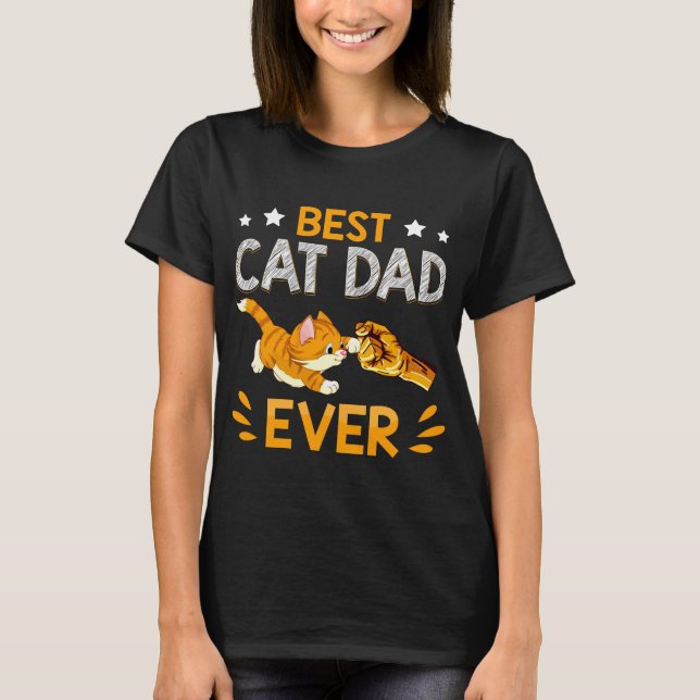 Best Cat Dad Ever Paw Fist Bump for men T-Shirt (Front)