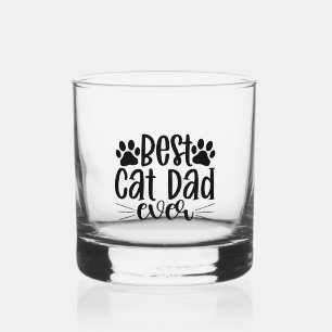 Best Cat Dad Ever Pawprint Whiskey Glass