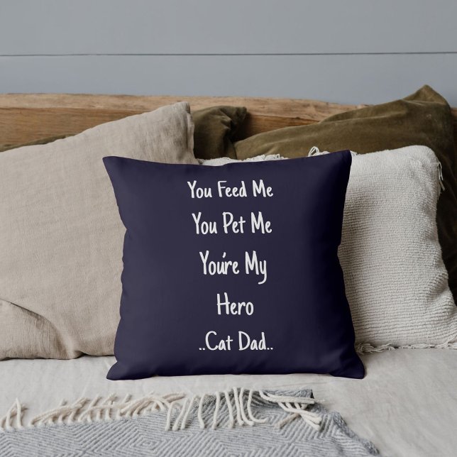 Best Cat Dad Ever Personalised Navy Blue Cute Gift Cushion (Creator Uploaded)