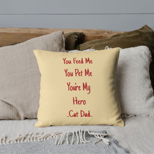 Best Cat Dad Ever Personalised Red Beige Cute Gift Cushion
