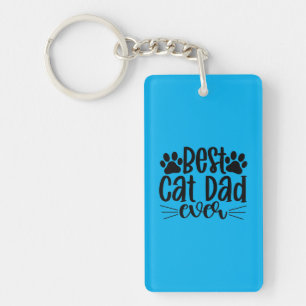 Best Cat Dad Ever Personalized Funny Cat Pawprint Key Ring