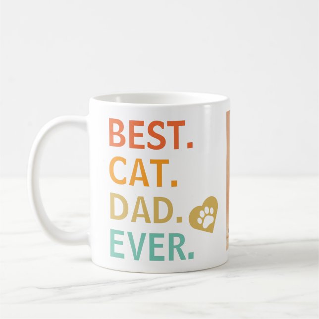 Best Cat Dad Ever Personalized Photo Coffee Mug (Left)