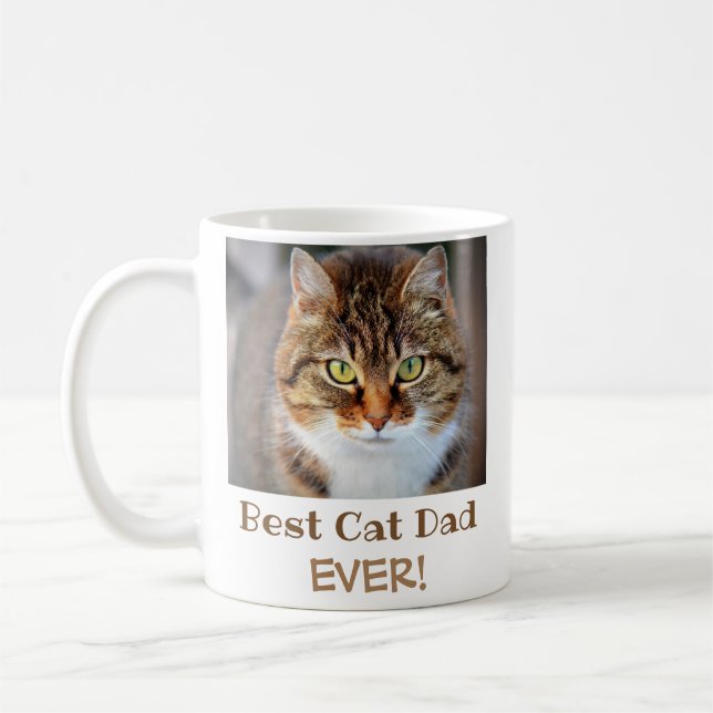 Best Cat Dad Ever Pet Photo Coffee Mug (Left)