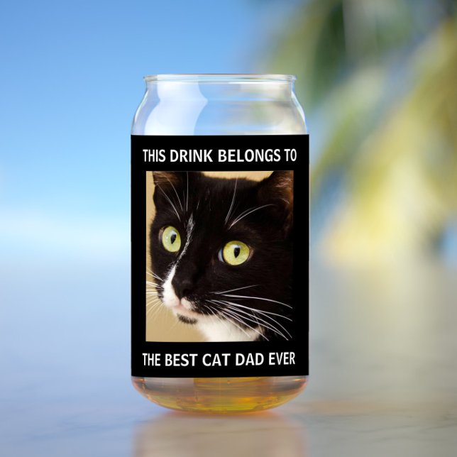 Best Cat Dad Ever Photo Black  Can Glass (Creator Uploaded)