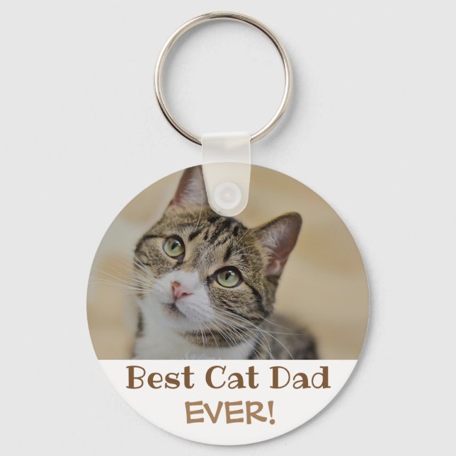 Best Cat Dad Ever Photo Key Ring (Front)