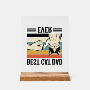 Best Cat Dad Ever Retro Cat Fist Bump Shirt_1 Acrylic Sign
