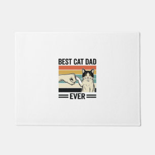 Best Cat Dad Ever Retro Cat Fist Bump Shirt_1 Doormat