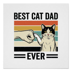 Best Cat Dad Ever Retro Cat Fist Bump Shirt_1 Poster