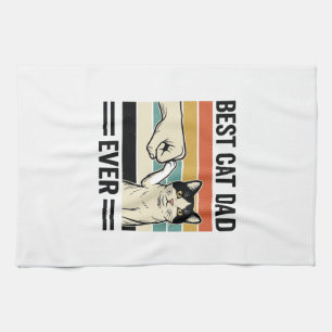 Best Cat Dad Ever Retro Cat Fist Bump Shirt_1 Tea Towel