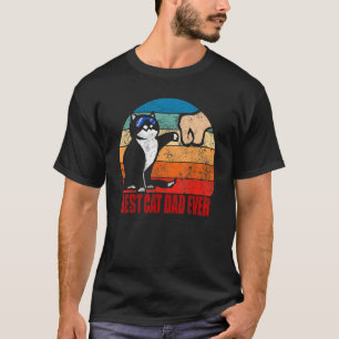 Best Cat Dad Ever Retro Fathers Day Daddy Paw Fist T-Shirt