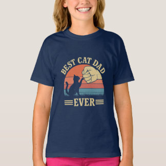 Best Cat Dad Ever Retro Fist Bump Funny Pet Lover  T-Shirt