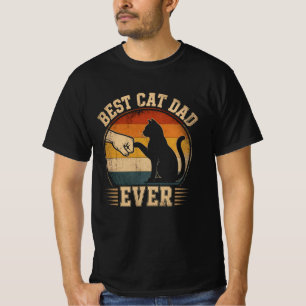 Best Cat Dad Ever Retro Sunset Fist Bump T-Shirt