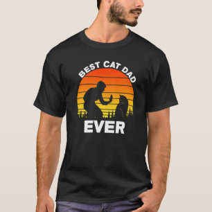 Best Cat Dad Ever Retro Sunset T-Shirt