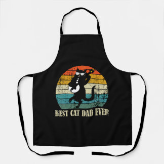 BEST CAT DAD EVER RETRO VINTAGE APRON