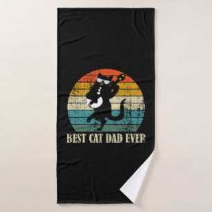 BEST CAT DAD EVER RETRO VINTAGE BATH TOWEL
