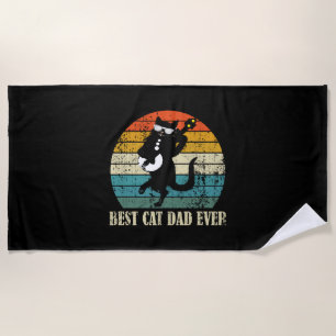 BEST CAT DAD EVER RETRO VINTAGE BEACH TOWEL