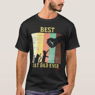 Best Cat Dad Ever Retro Vintage Fist Bump Cat T-Shirt