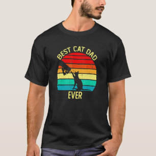 Best Cat Dad Ever Retro Vintage  Paw Fist Bump  Te T-Shirt